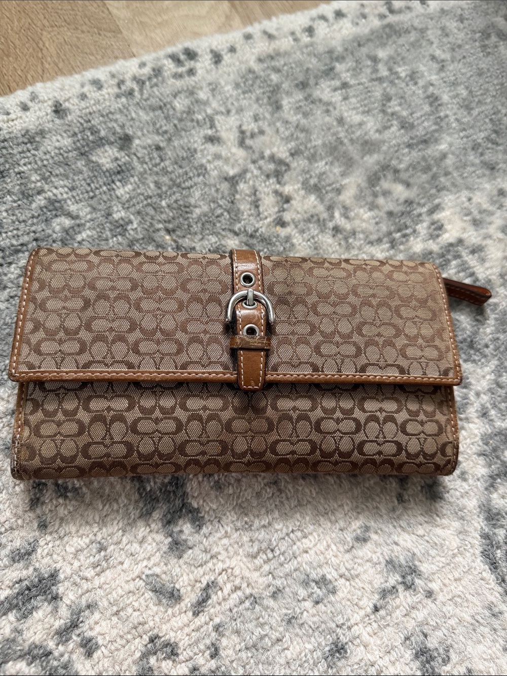 Oldie but loved Coach Brown Signature Canvas Buckle Wallet with checkbook cover
